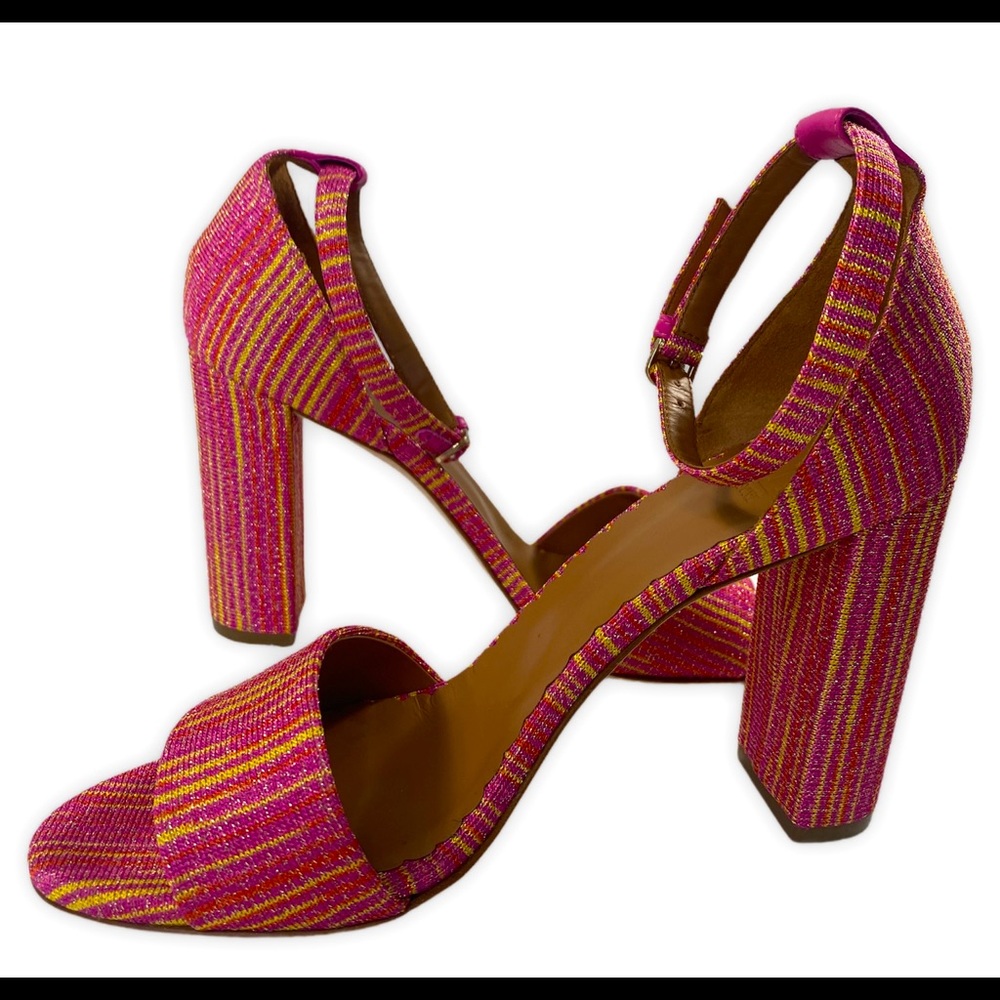 M Missoni Glitter Stripe Block Heel Sandals